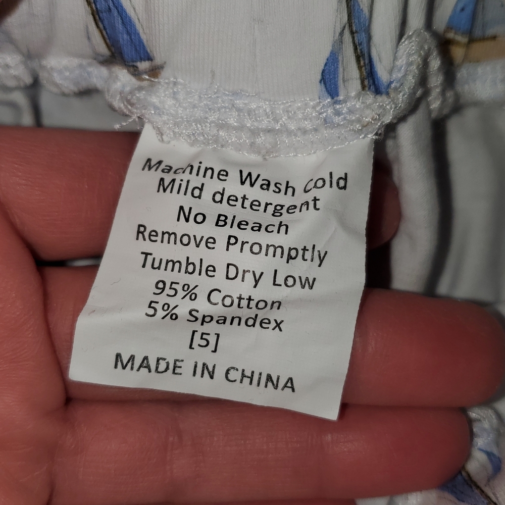 Stitchy Fish Size 5 Kids Light Blue Sailboat Beach Lounge Pajama Set Vintage - Picture 4 of 10